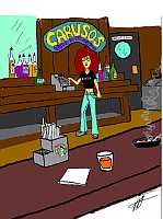 Daria working behind the bar